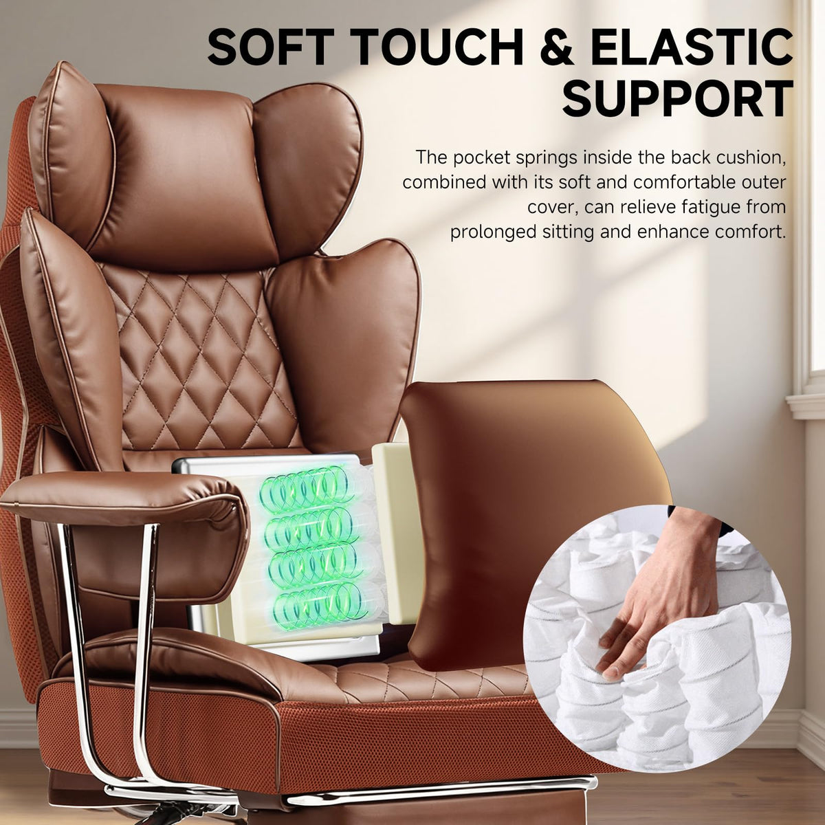 Big and Tall High Back Leather Office Chair with Footrest Y179