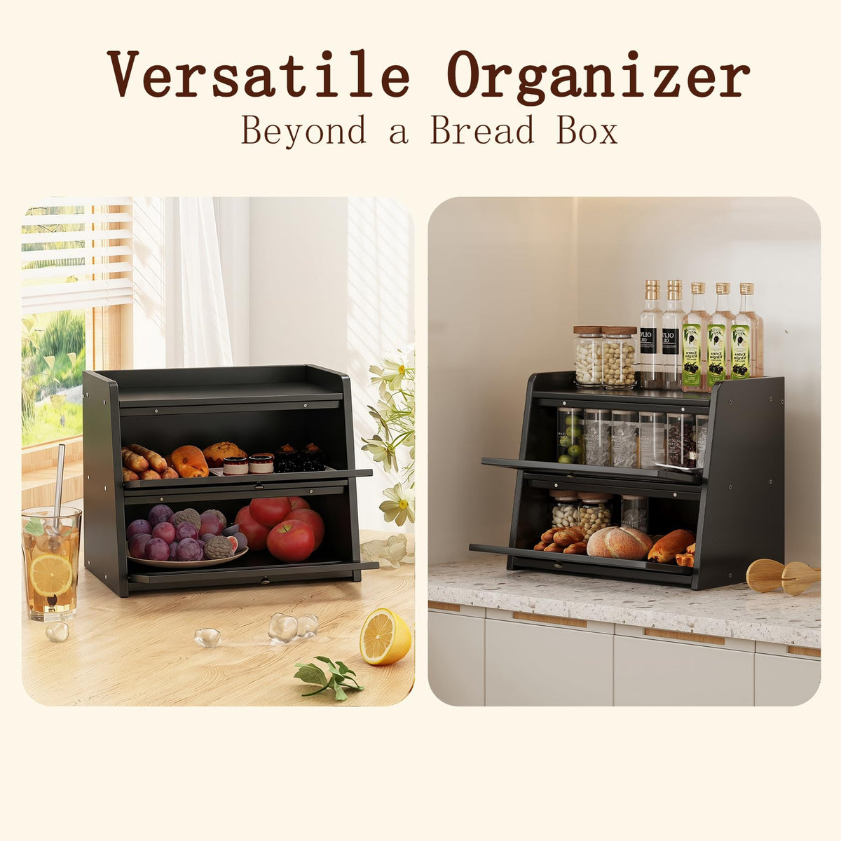 Large Bamboo Bread Box with Window Z4683