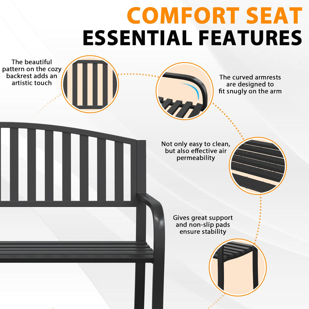 50" Anti-Rust Weatherproof Outdoor Bench W3753