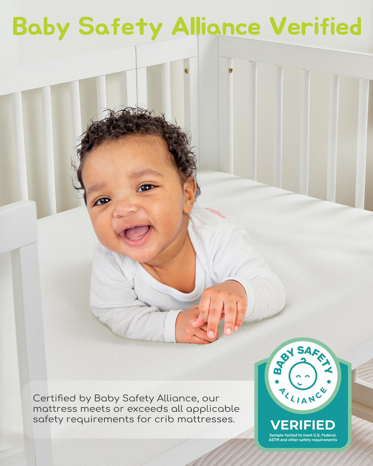 Breathable Standard Full Size Crib Mattress with Waterproof Machine Washable Cover S484732