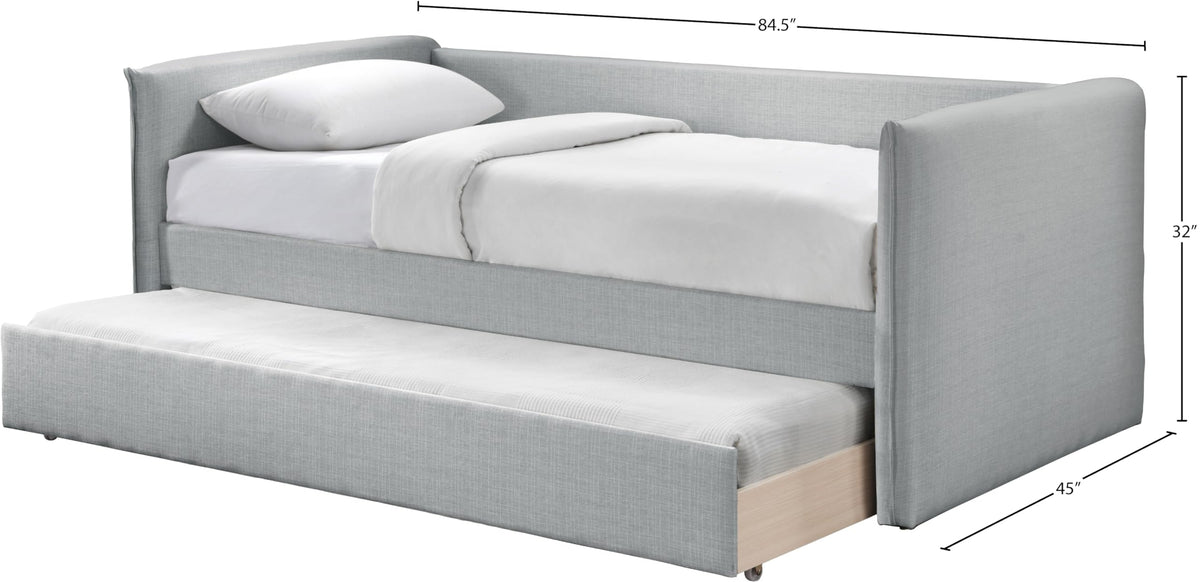 Light Grey Linen Textured Twin Daybed with Trundle R1904