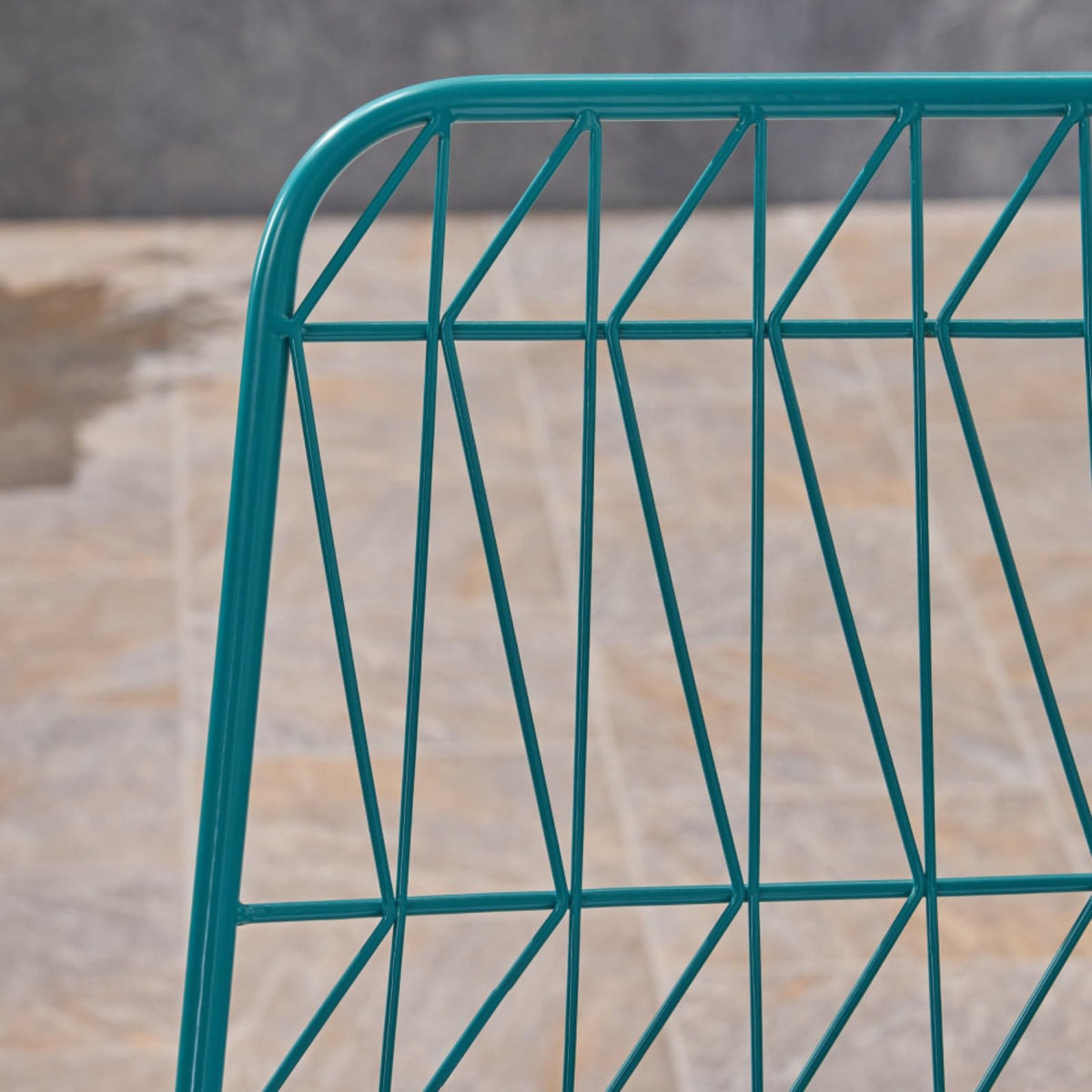 Teal Iron Patio Bar Stools with Cushion, Set of 2 D643