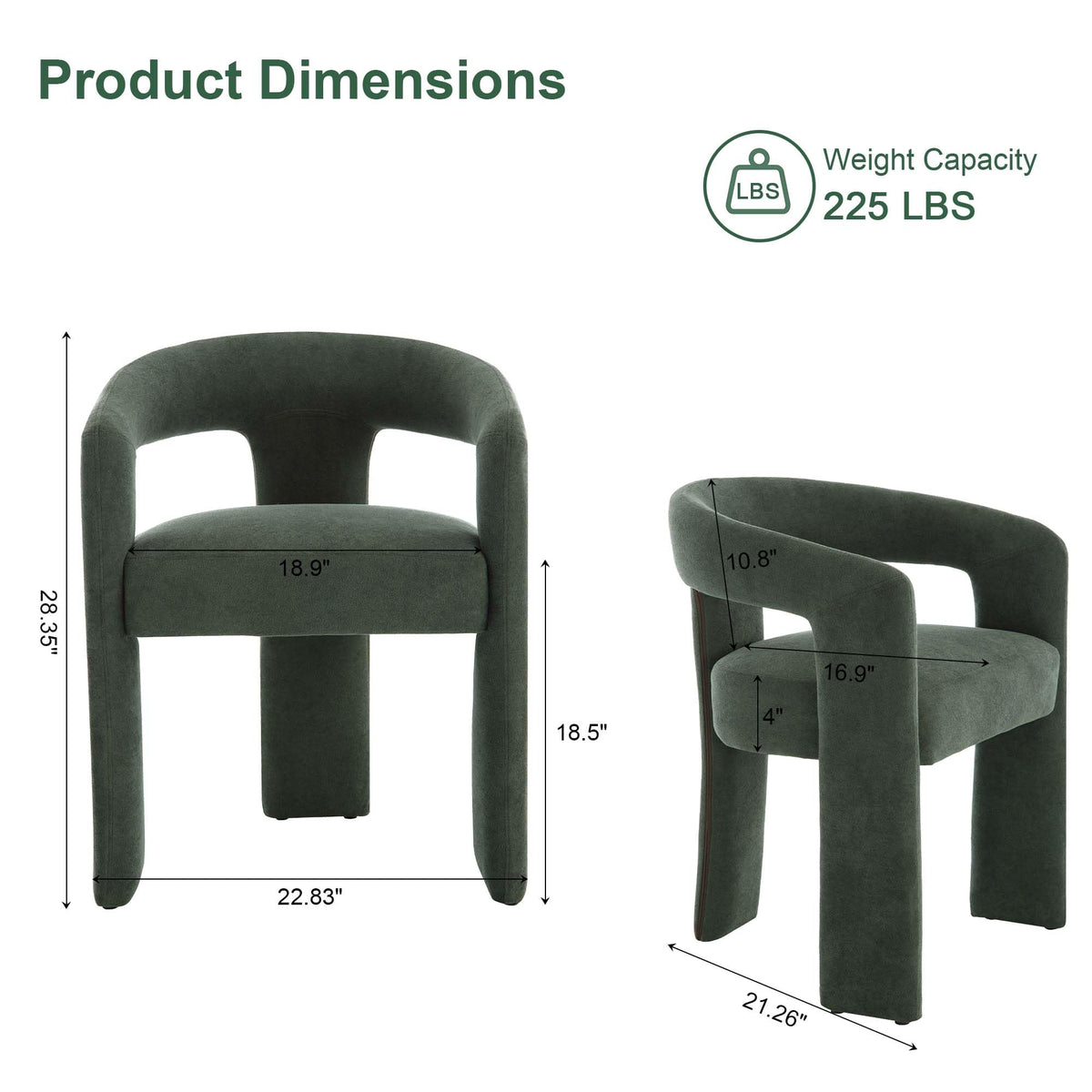 Green Upholstered Dining Chairs Set of 2 K19160