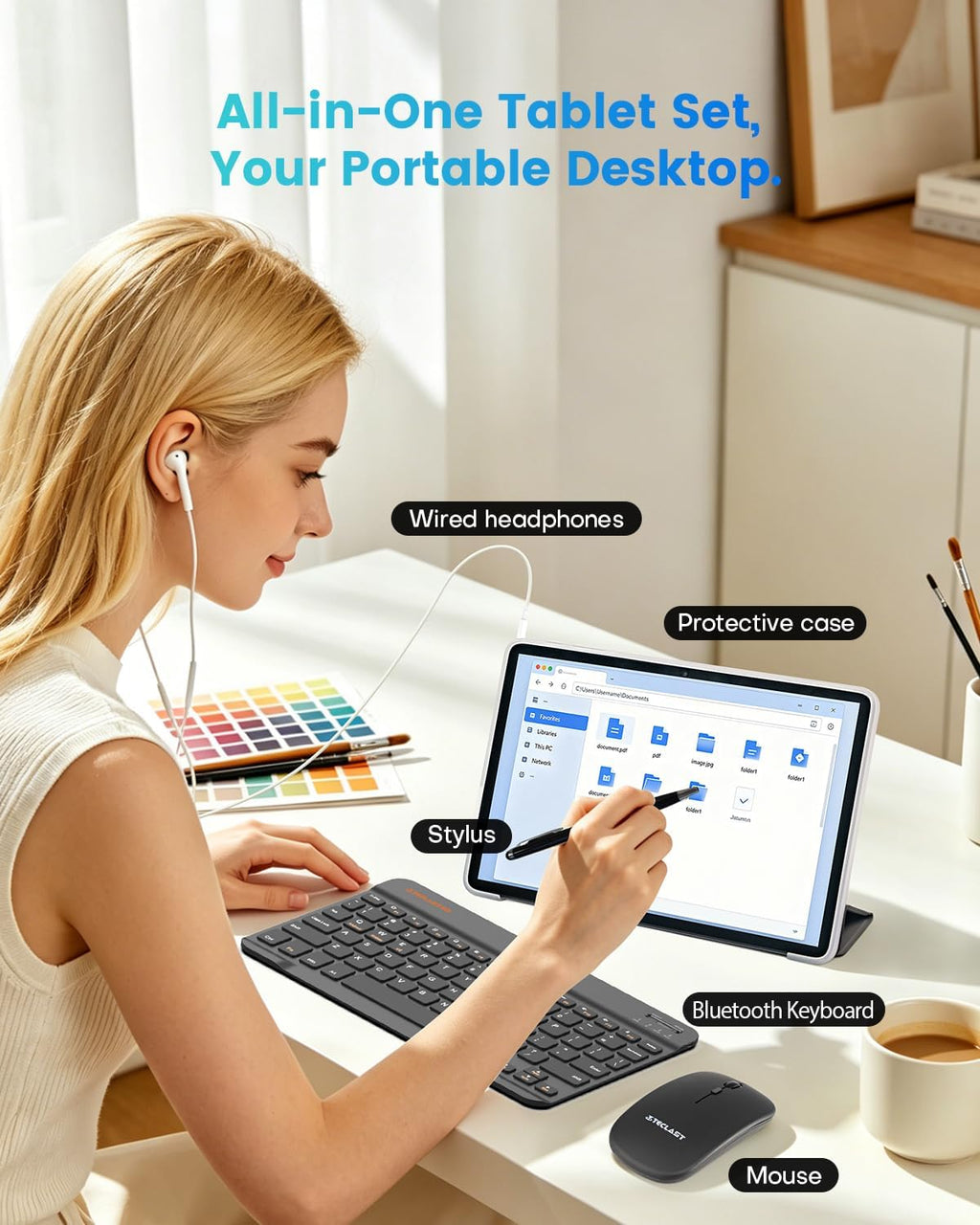 10.1" Android 2-in-1 Tablet Bundle with Keyboard Mouse Case O76809