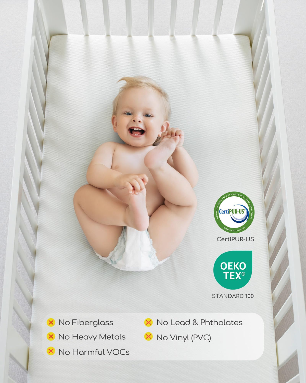 Breathable Standard Full Size Crib Mattress with Waterproof Machine Washable Cover V24888