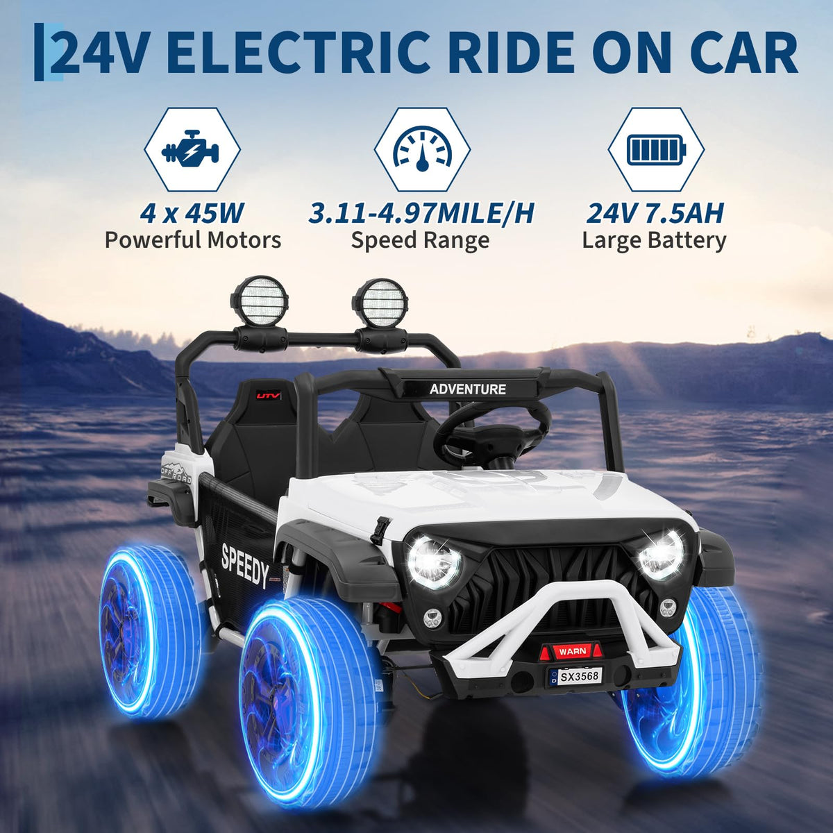 24V 4WD Electric Car 2 Seater UTV with Remote Control B79742