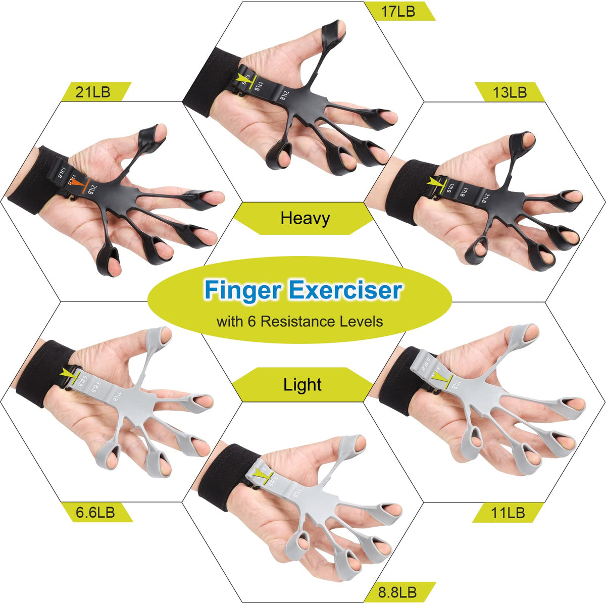 5 Pack Silicone Hand Grip Strengthener Kit H233
