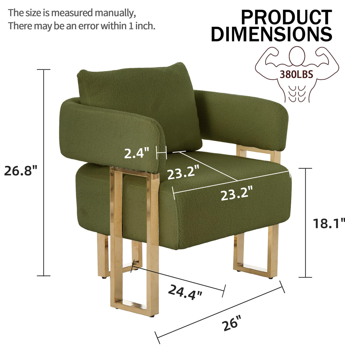 Green Teddy Accent Chair Set of 2 Upholstered Arm Chair R488818
