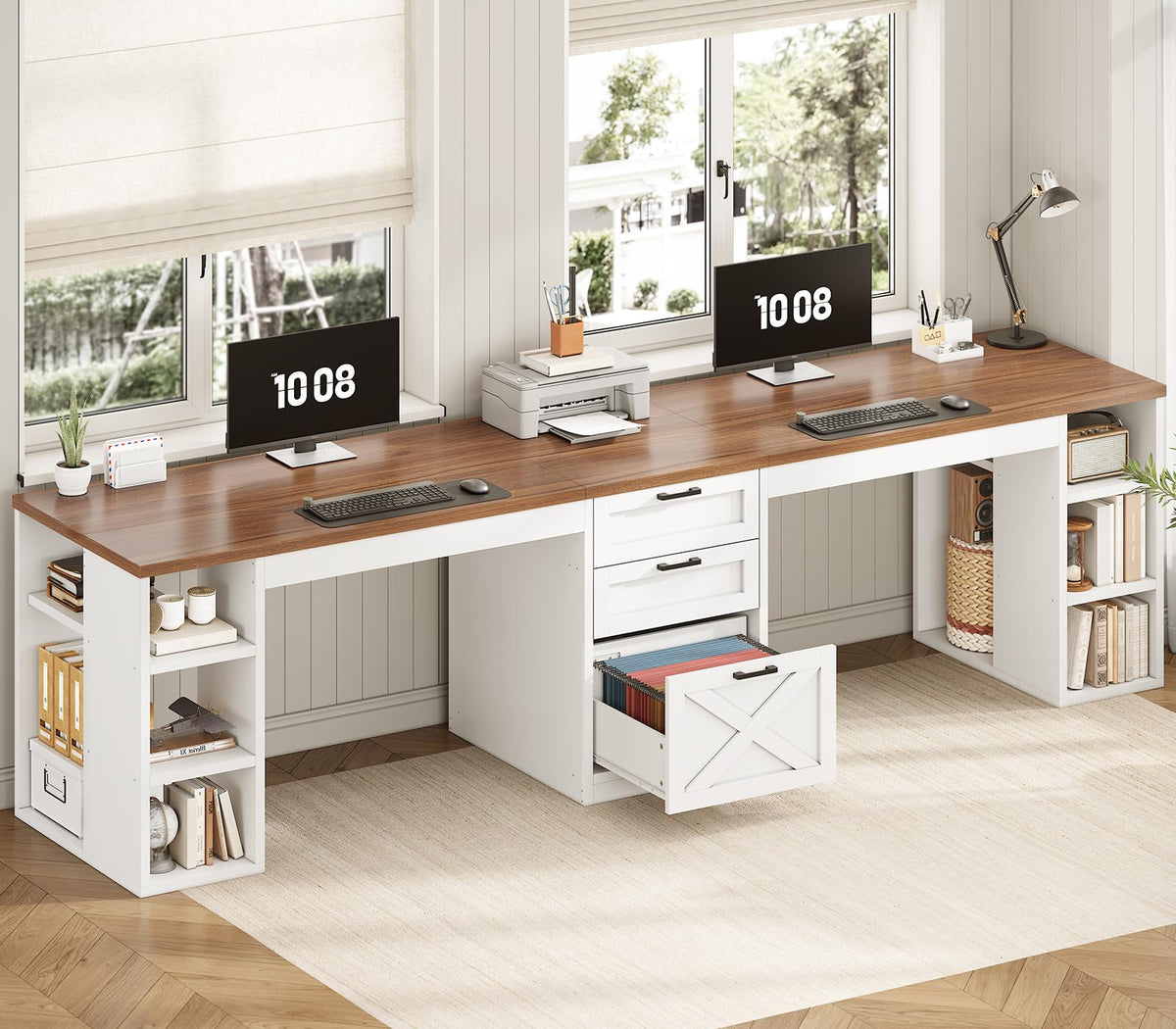 96.5" 2 Person Computer Desk with Storage Drawers Z790752