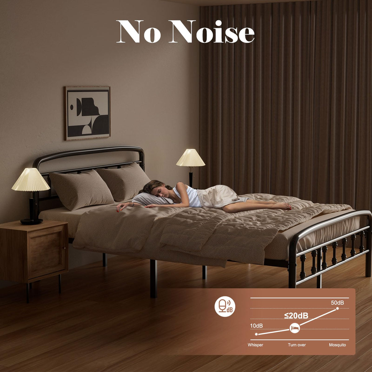 Full Size Metal Bed Frame with Headboard Z301
