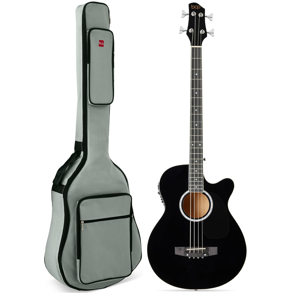 Full Size 4 String Black Acoustic Electric Bass Guitar U798025