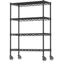 4-Shelf Adjustable Metal Storage Shelving Unit on Wheels, Black H517