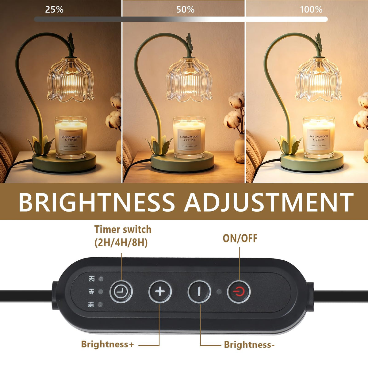 Green Flower Candle Warmer Lamp with Dimmer K289094