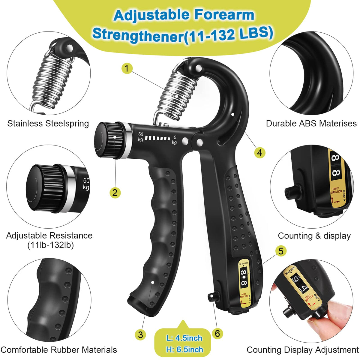 5 Pack Silicone Hand Grip Strengthener Kit H233