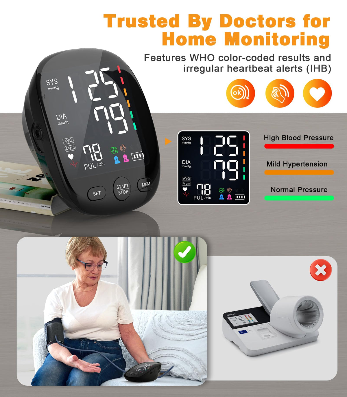 Upper Arm Blood Pressure Monitor with Dual User 240 Memory Sets H7164