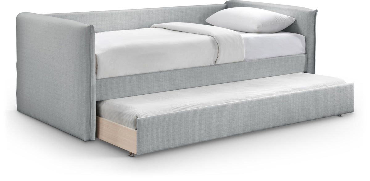 Light Grey Linen Textured Twin Daybed with Trundle R1904