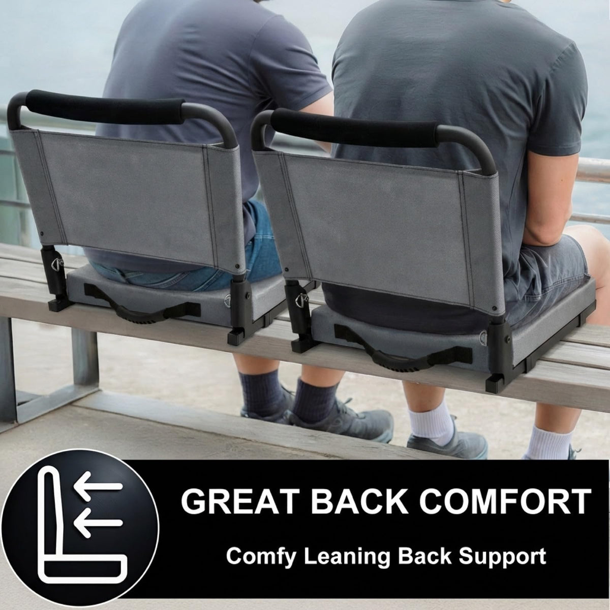 Folding Bleacher Seat with Back Support, Cushion and Shoulder Strap Q2472