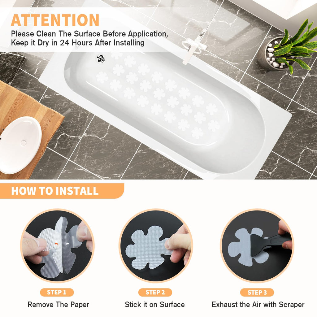 24 PCS Clear Non Slip Bathtub Stickers N3779