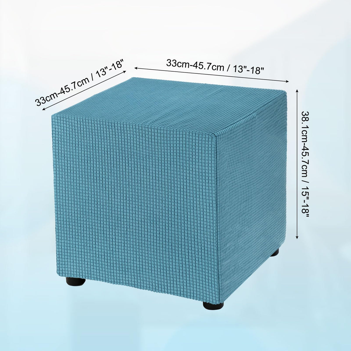 Teal Stretch Polyester Ottoman Cover B524