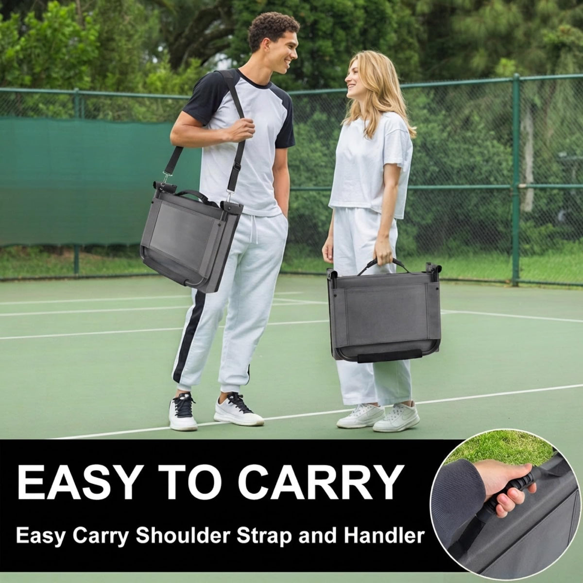 Folding Bleacher Seat with Back Support, Cushion and Shoulder Strap Q2472