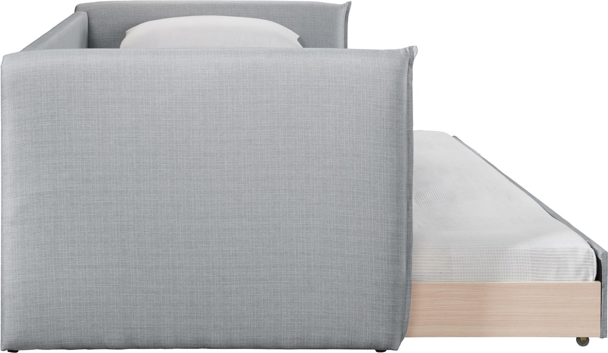 Light Grey Linen Textured Twin Daybed with Trundle R1904