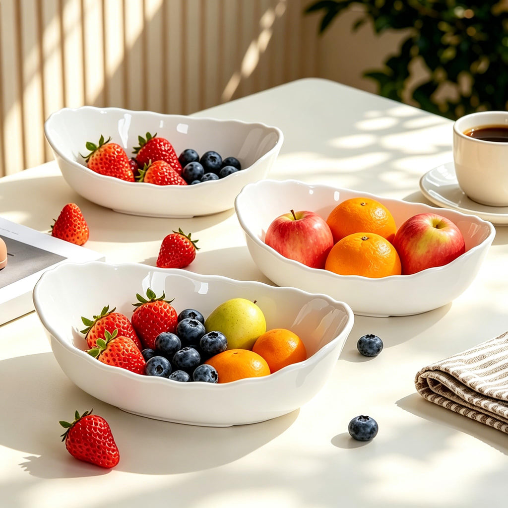 3 Tier Ceramic Fruit Bowl with Metal Stand I96316