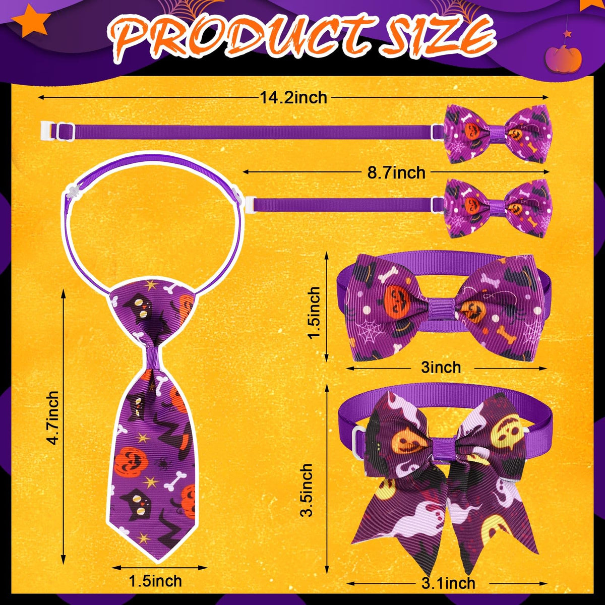 240 Pcs Halloween Dog Bows Tie Collars D9205