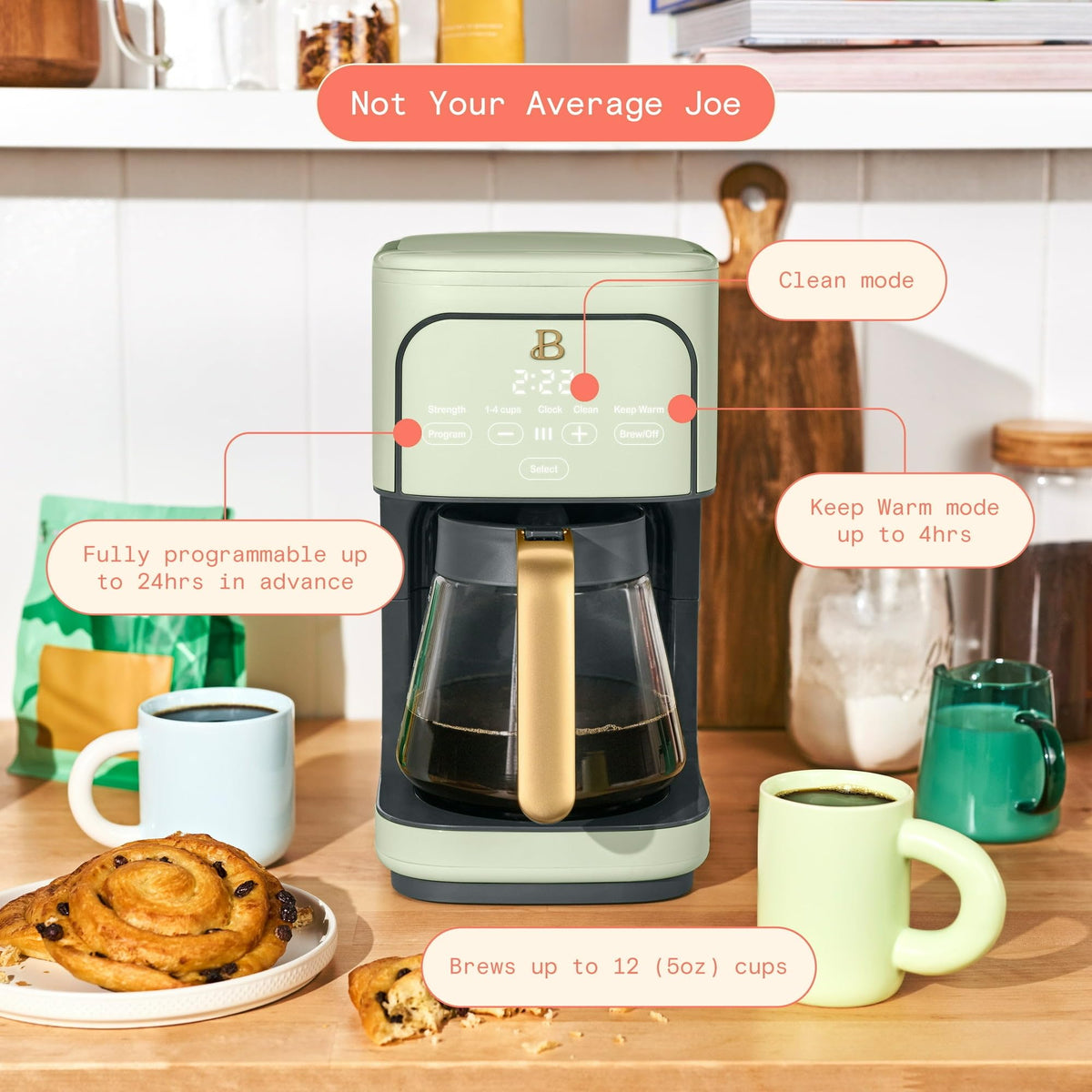 12 Cup Programmable Drip Coffee Maker with Glass Carafe O416