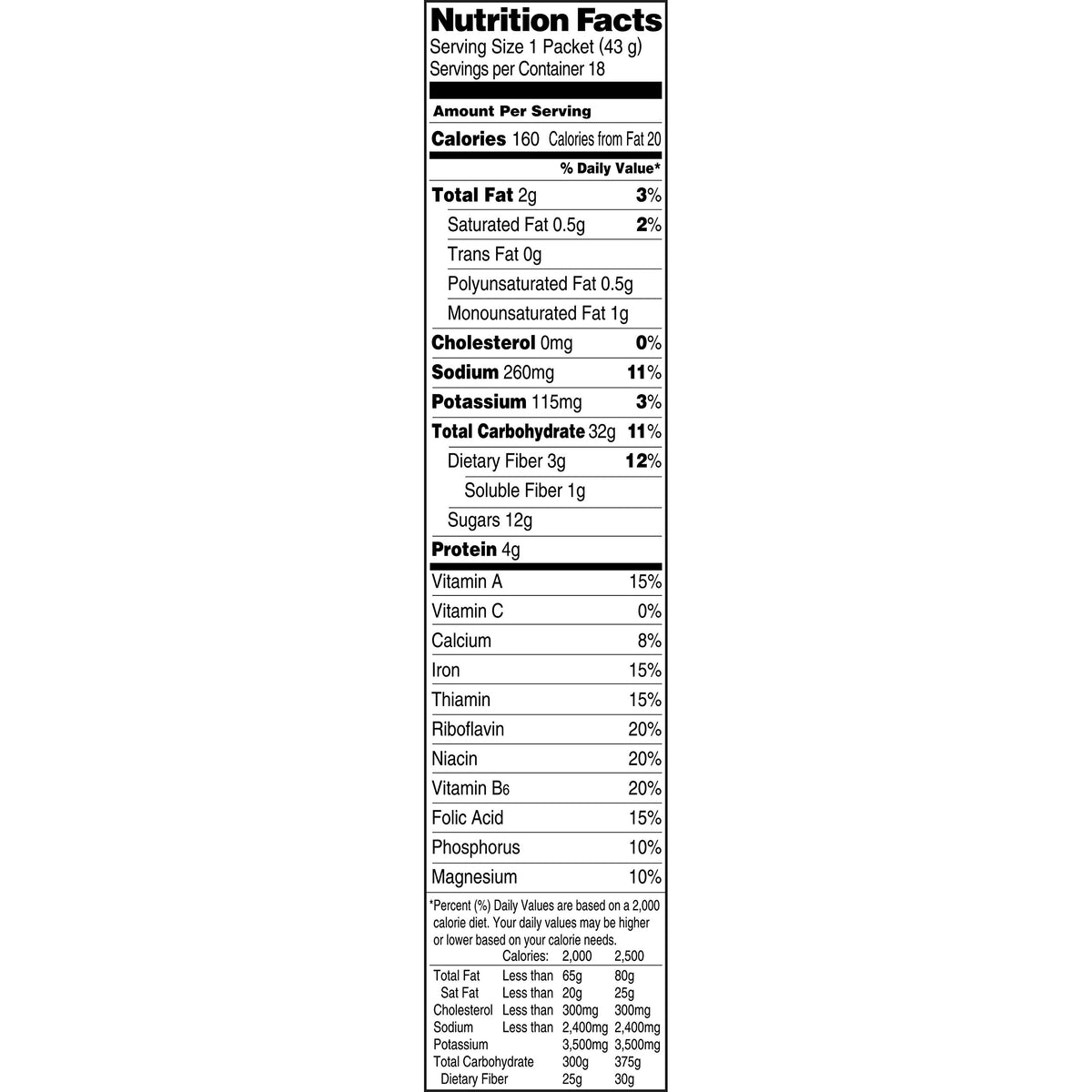 Instant Oatmeal Maple Brown Sugar 18 Count Pack of 4 W206