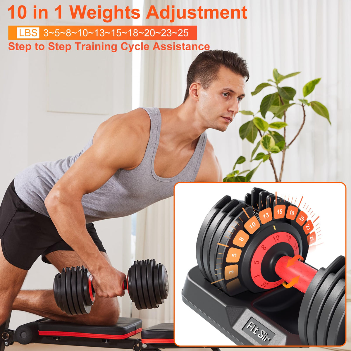 Adjustable Dumbbell Set 25LB/50LB/90LB with Storage Tray X7787