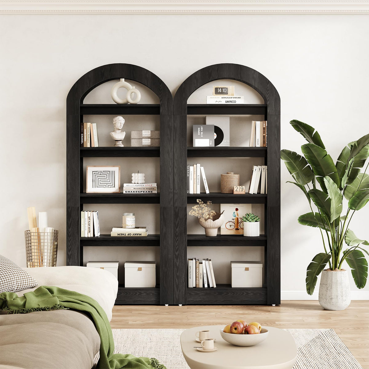 5-Tier Arch-Shaped Wooden Bookshelf L93537