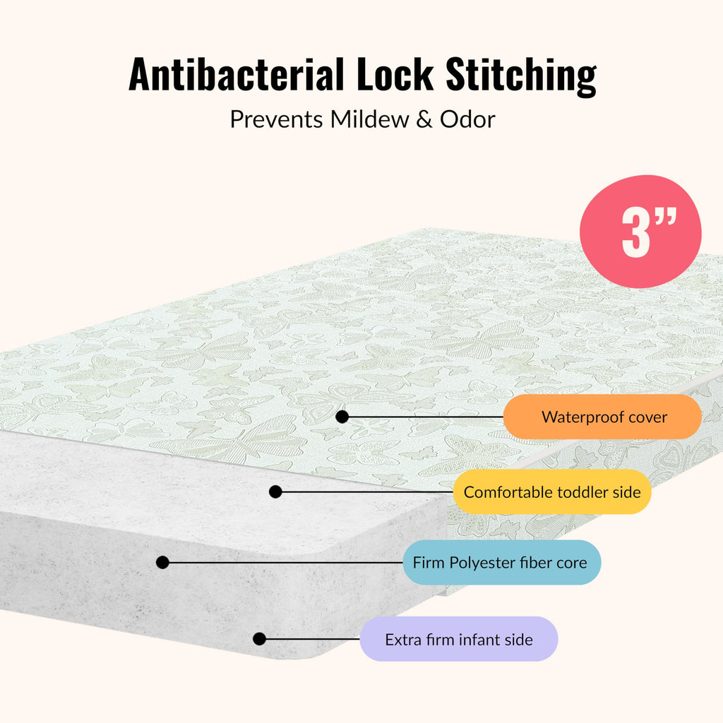 3” Two-Sided Fiber Portable Mini Crib Mattress Y6374