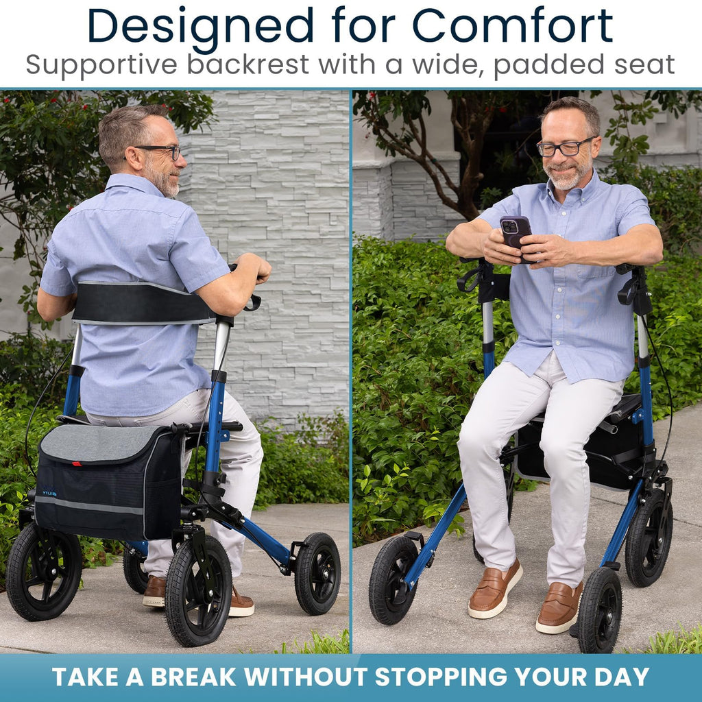 All-Terrain Rollator Walker with 12” Pneumatic Wheels J18661