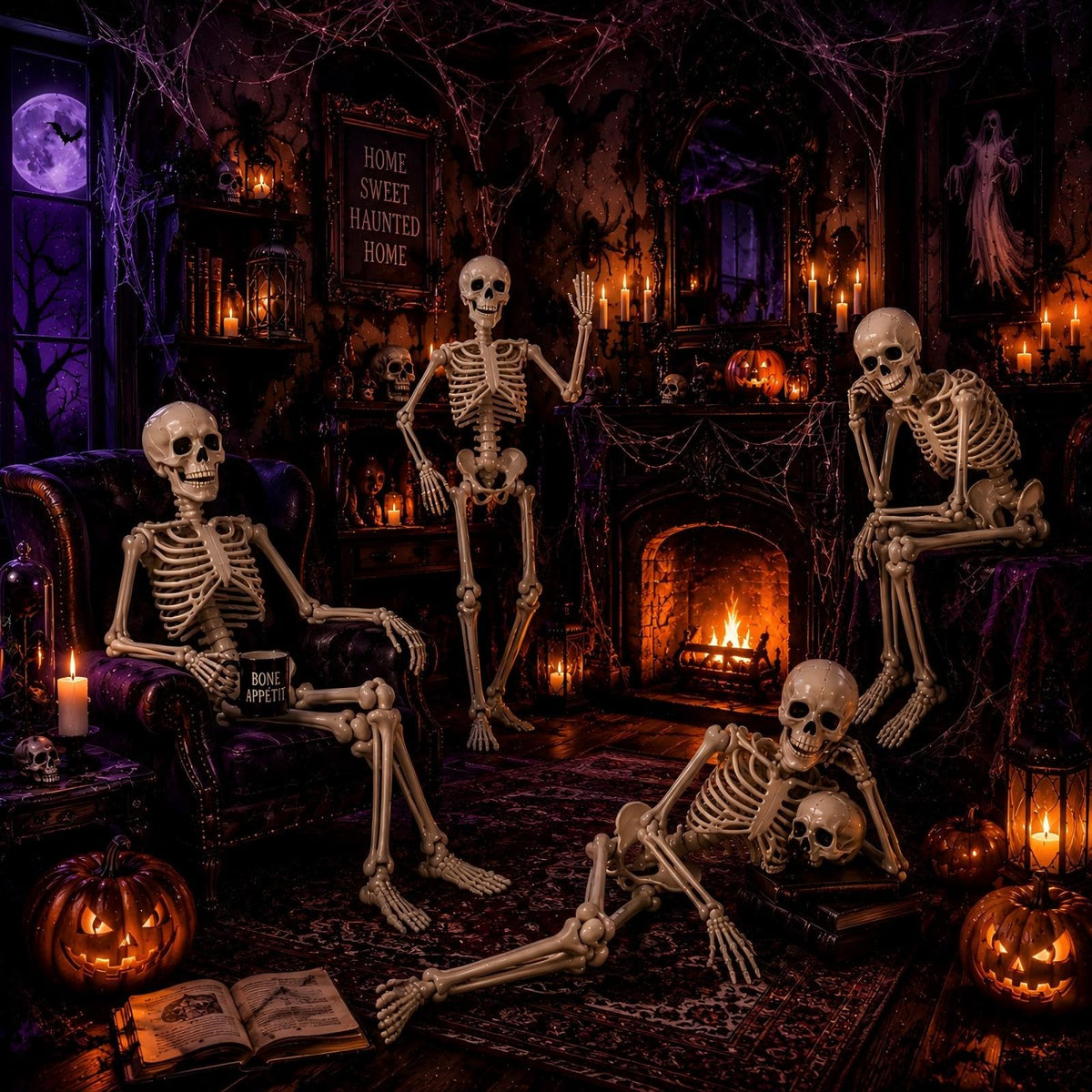 5.4 ft Posable Halloween Skeleton with Movable Joints O3149
