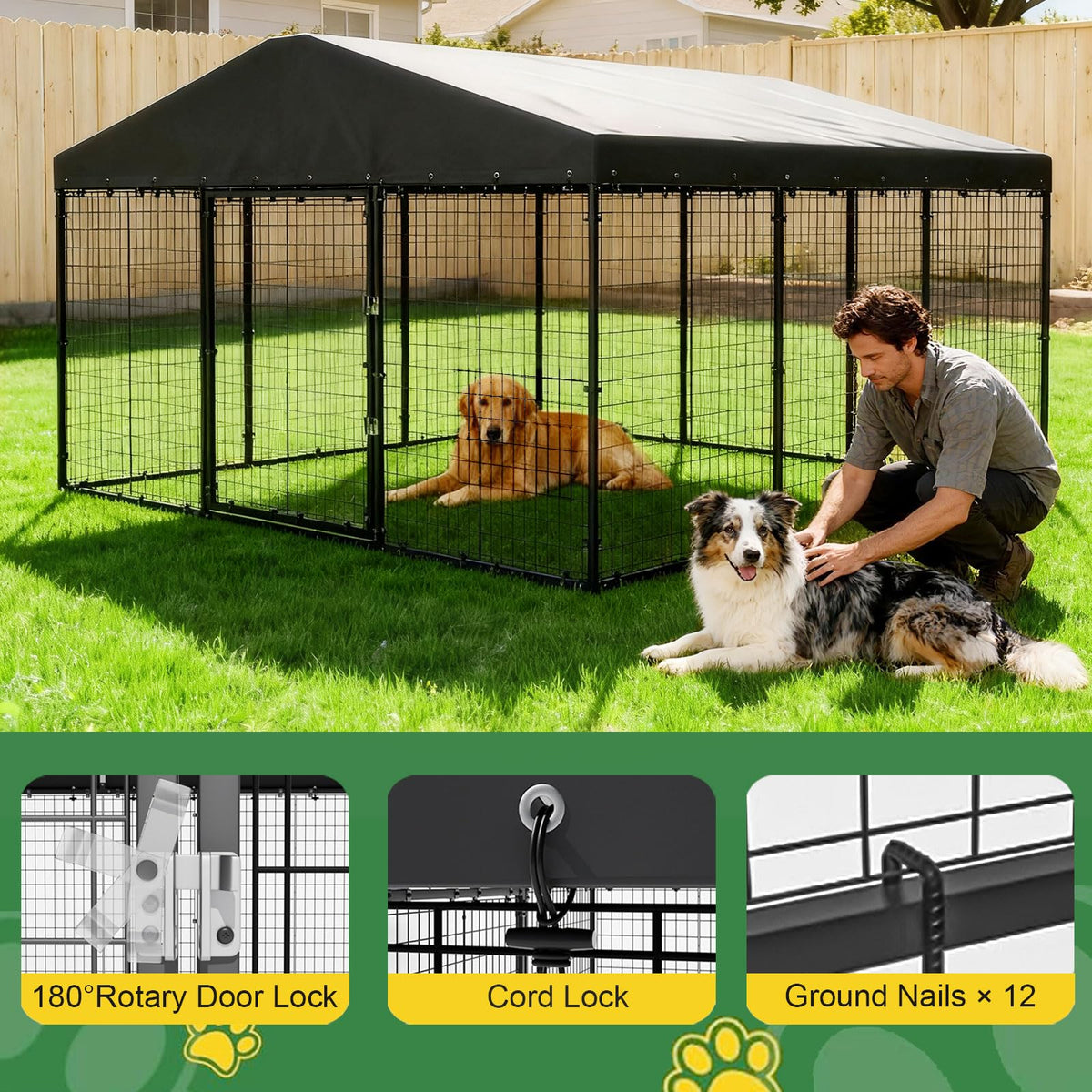 10 x 10 x 6 FT Outdoor Dog Kennel E12616