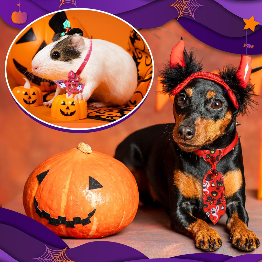 240 Pcs Halloween Dog Bows Tie Collars D9205