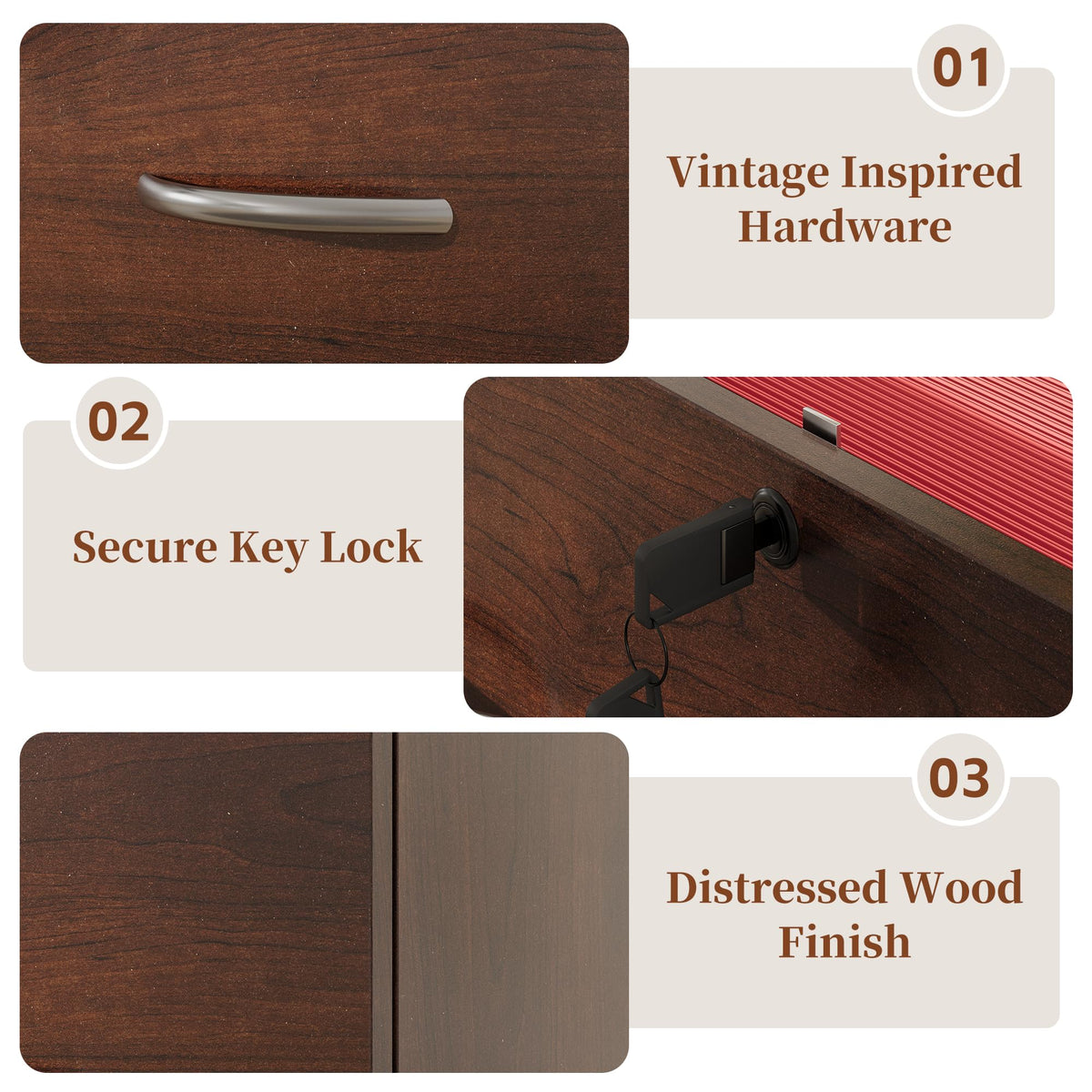 2 Drawer Wood File Cabinet with Lock T22045