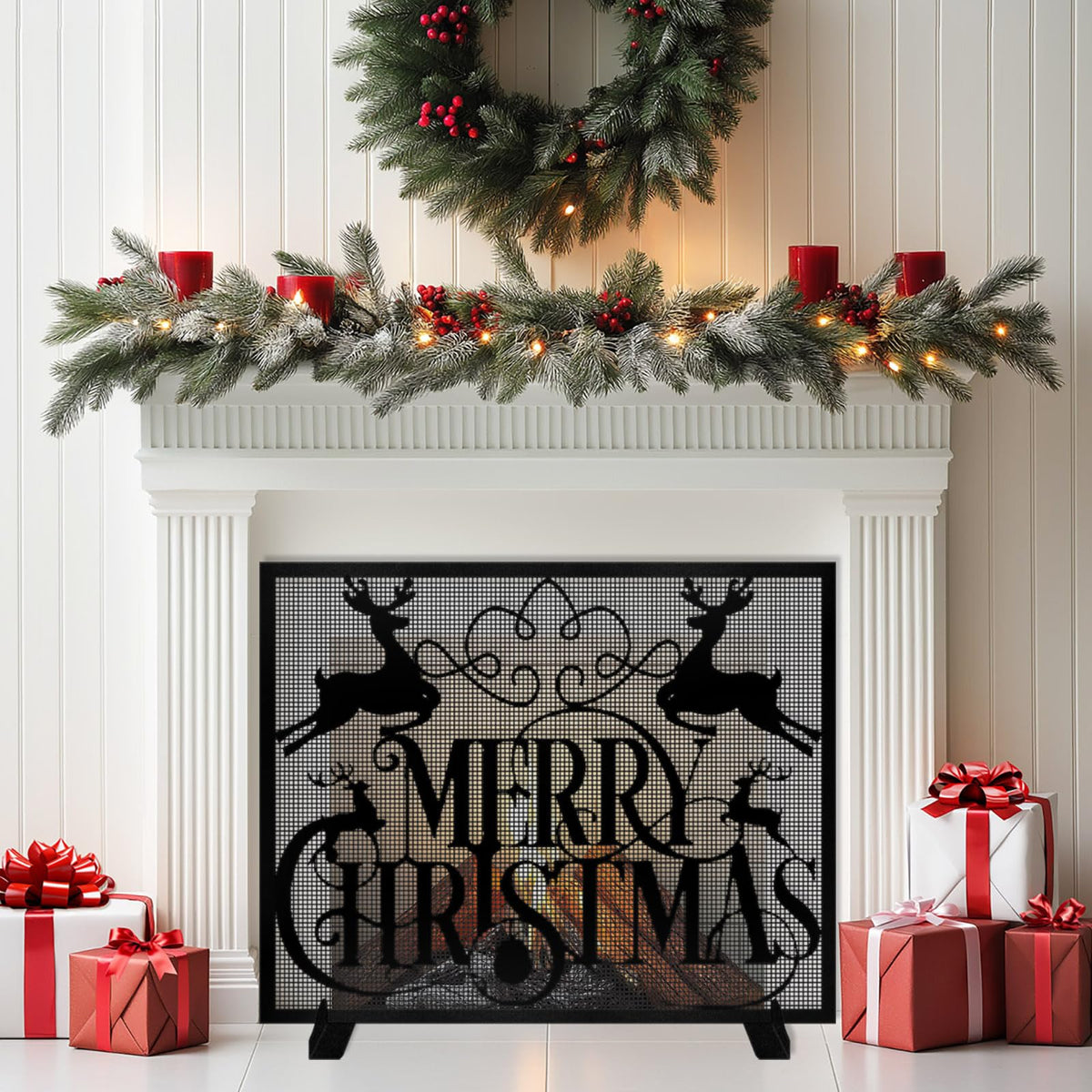 Christmas Fireplace Screen V232