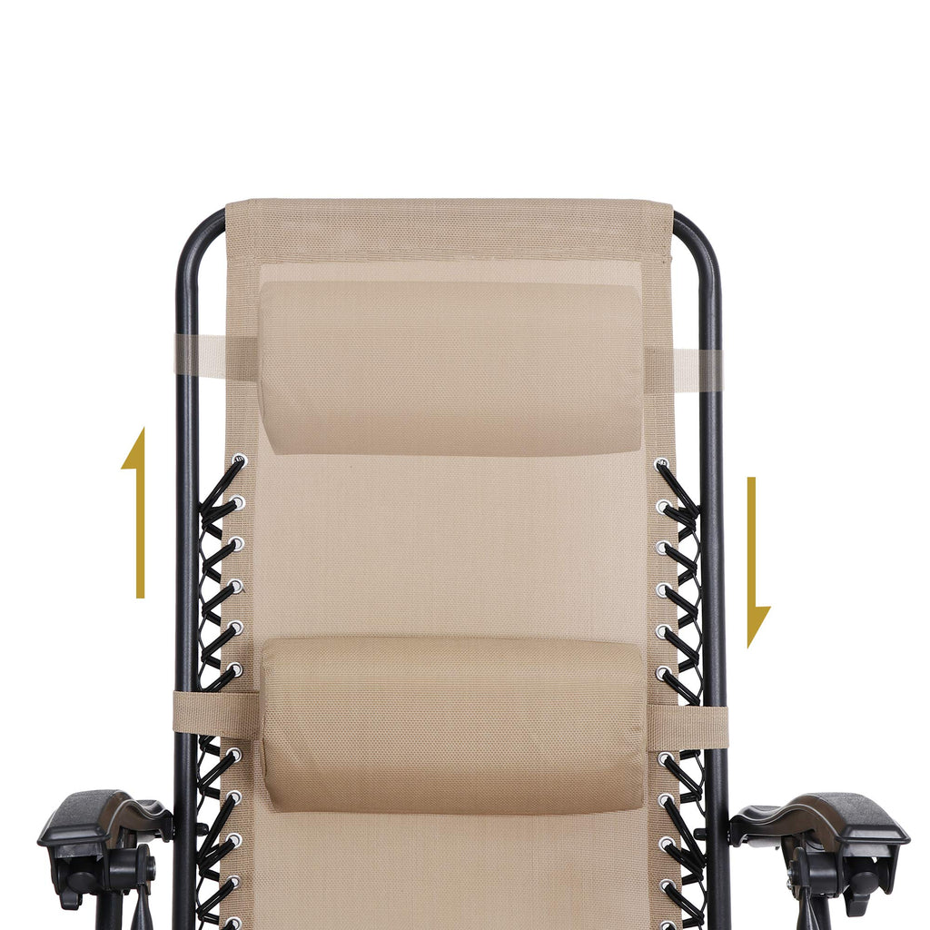 Zero Gravity Chair Set of 2 Folding Recliner with Cup Holder Tray and Pillow C8007