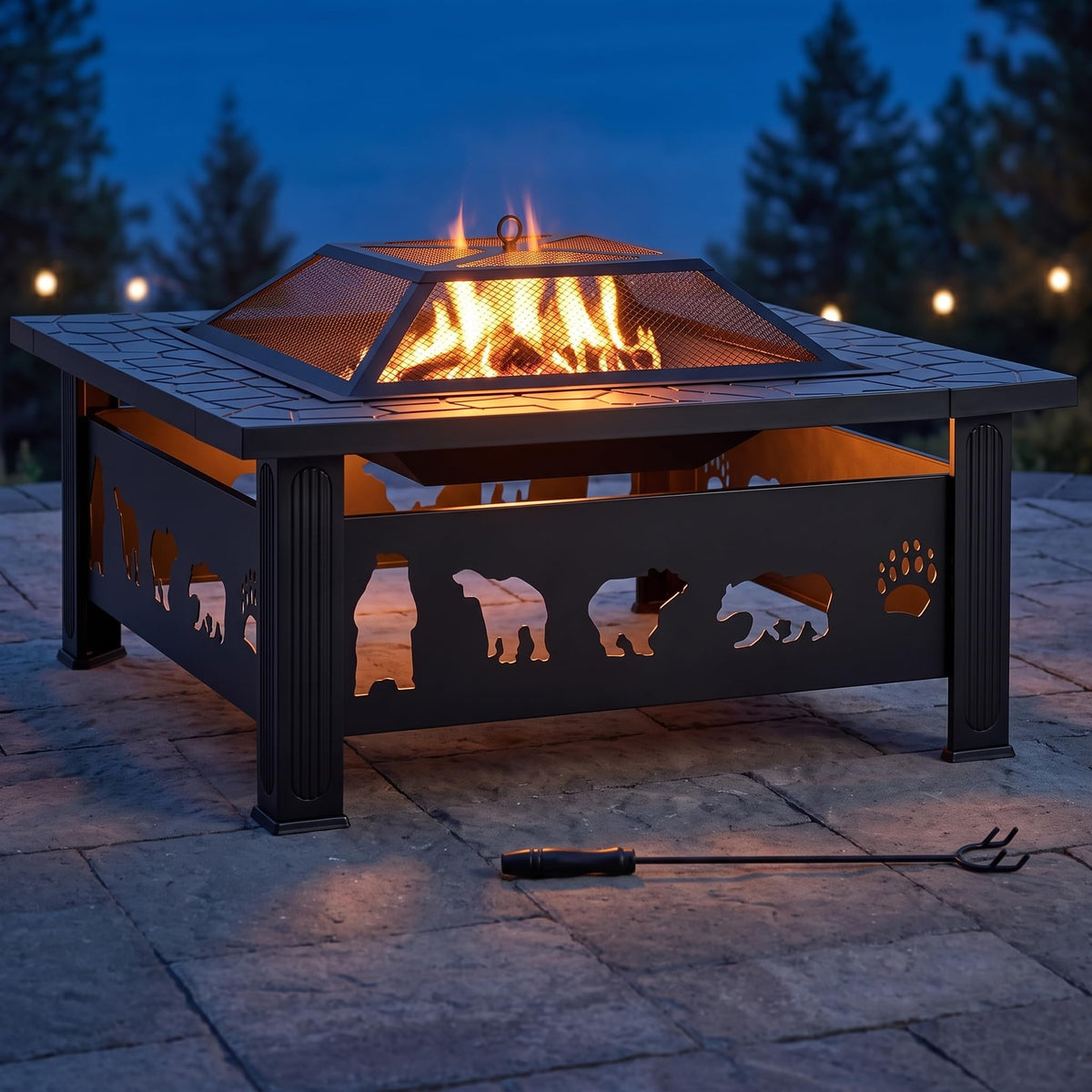 32" Outdoor Wood Burning Fire Pit Table D51701