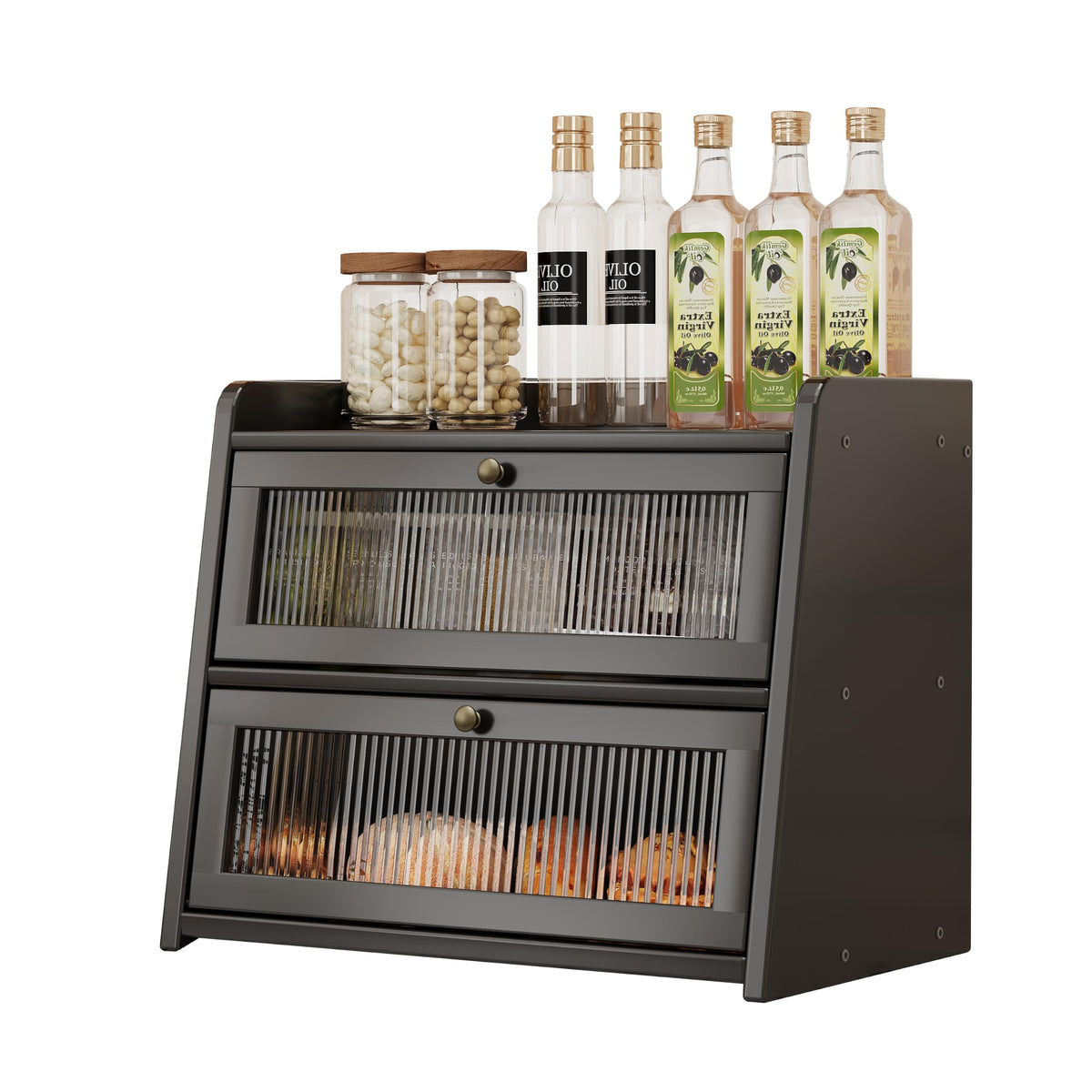 Large Bamboo Bread Box with Window Z4683