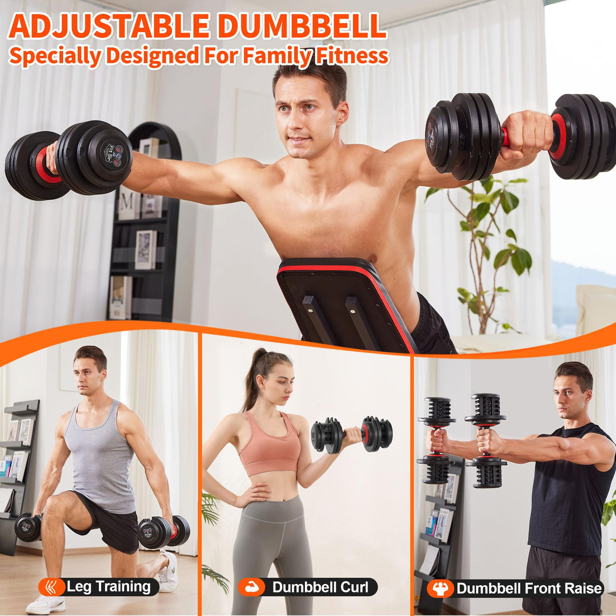 Adjustable Dumbbell Set 25LB/50LB/90LB with Storage Tray X7787