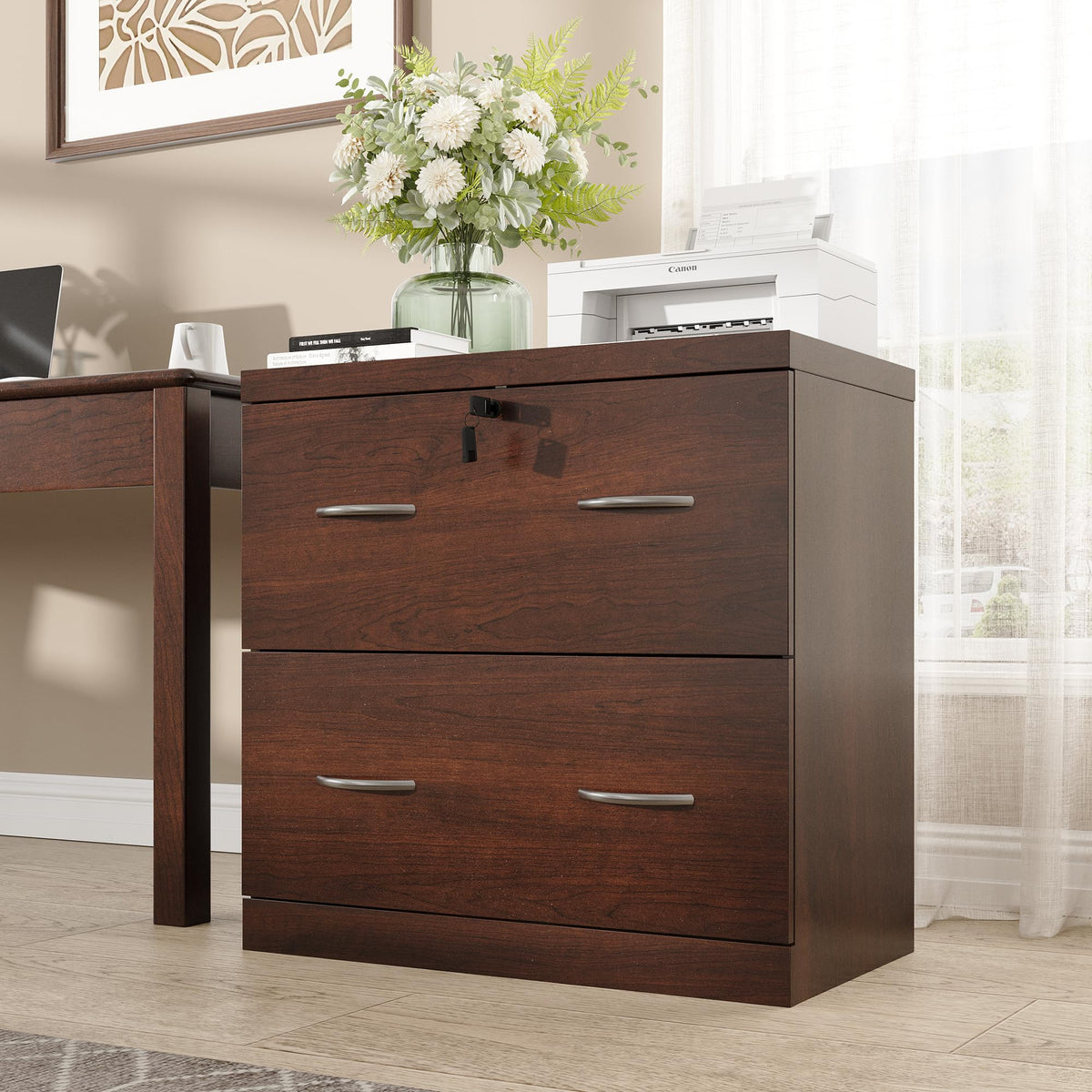 2 Drawer Wood File Cabinet with Lock T22045