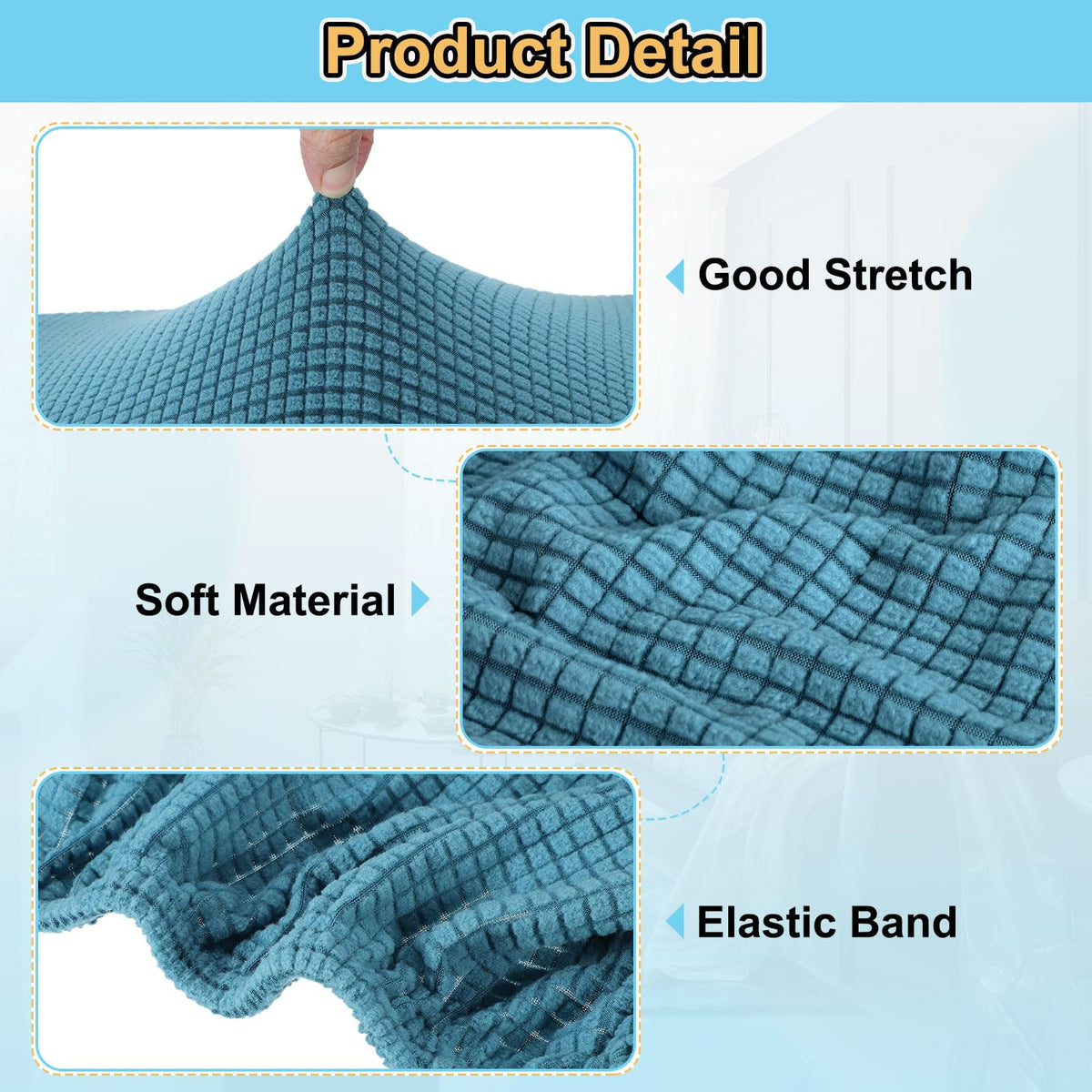 Teal Stretch Polyester Ottoman Cover B524