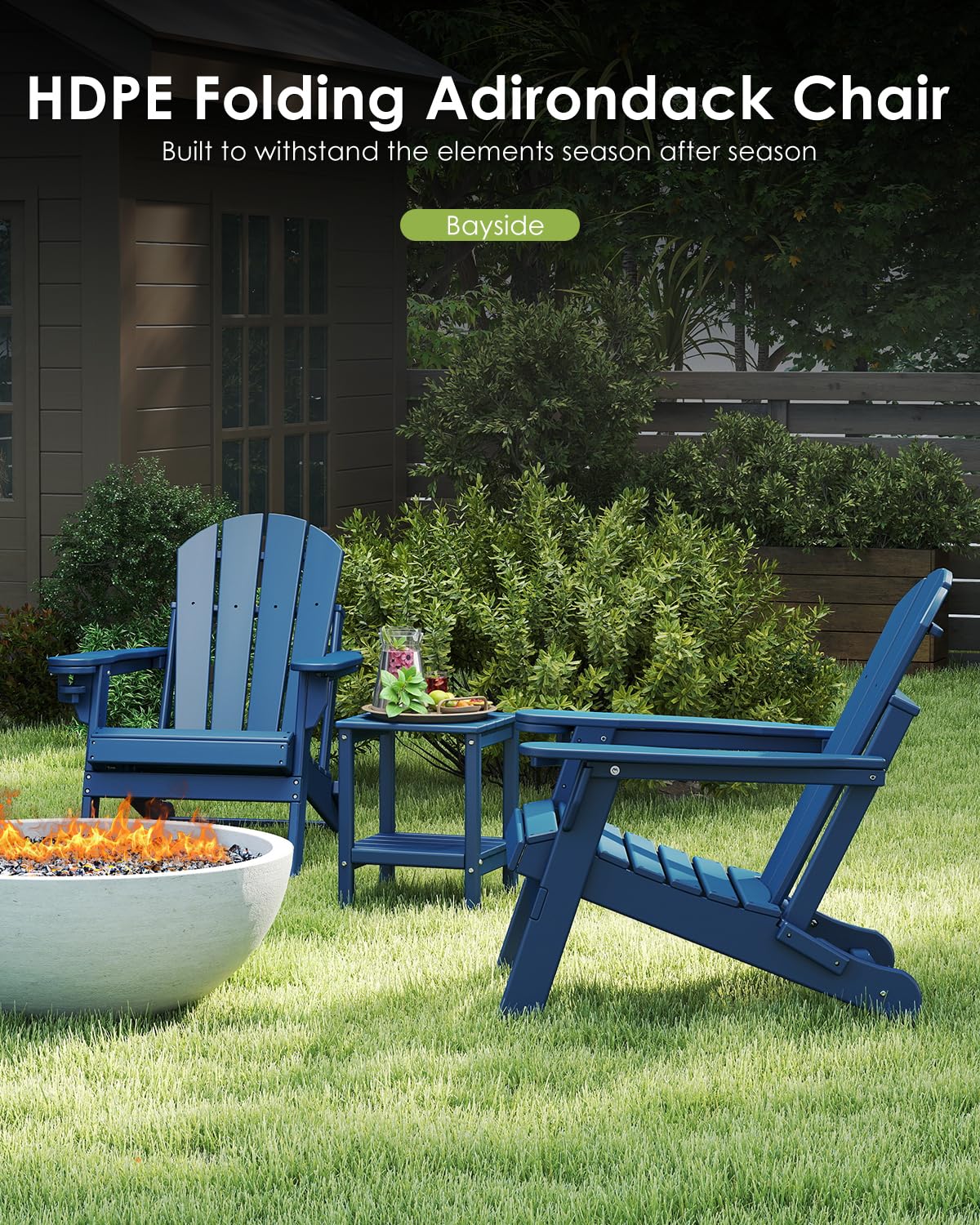 Folding Adirondack Chairs Set of 2 Blue O195
