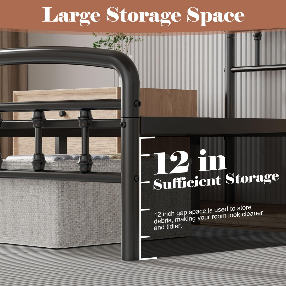 Full Size Metal Bed Frame with Headboard Z301
