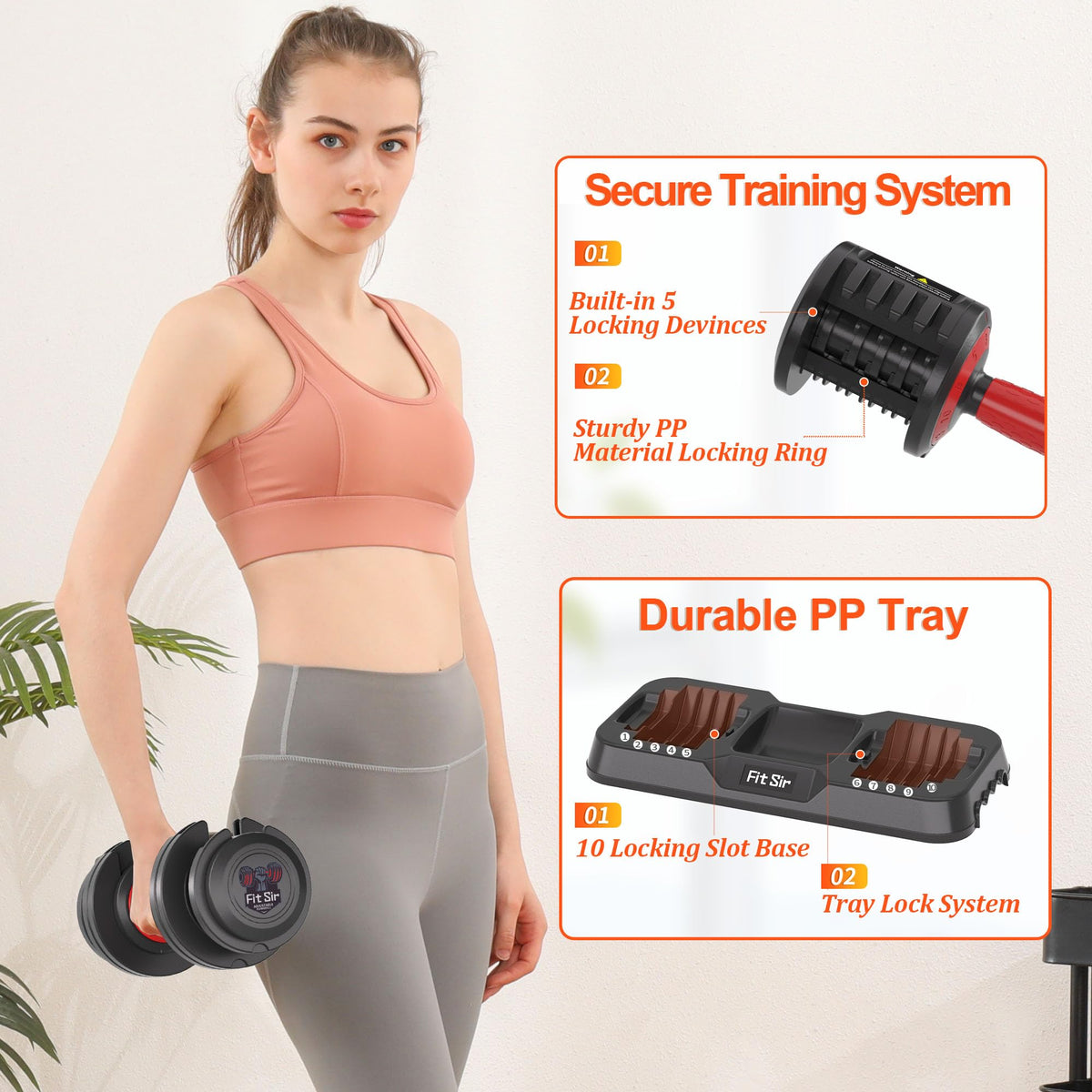 Adjustable Dumbbell Set 25LB/50LB/90LB with Storage Tray X7787