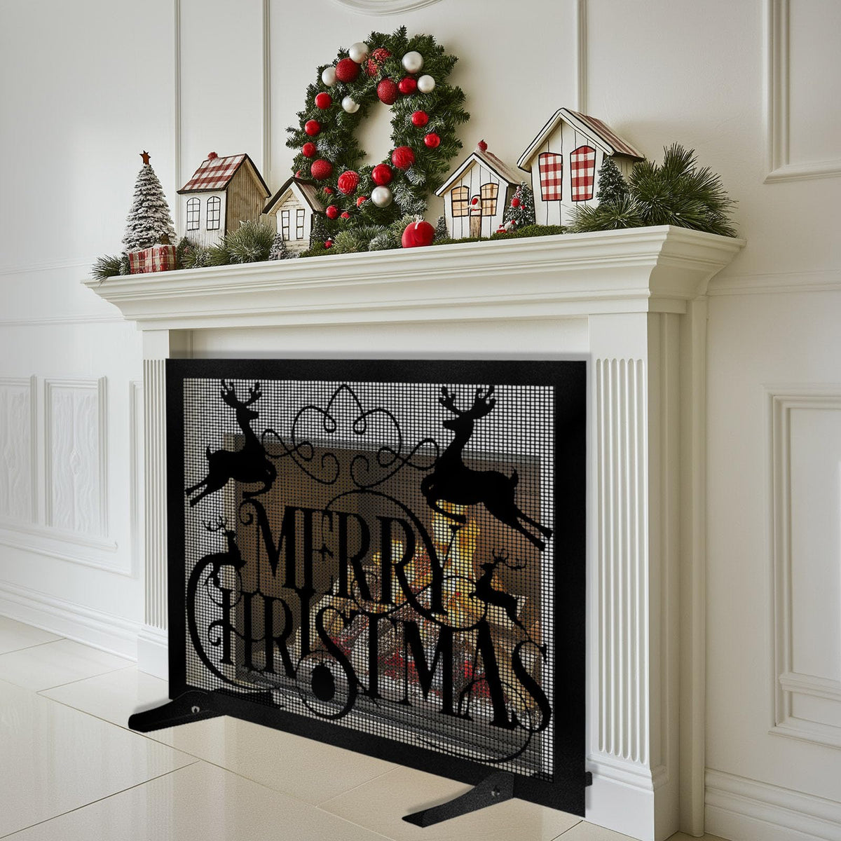 Christmas Fireplace Screen V232