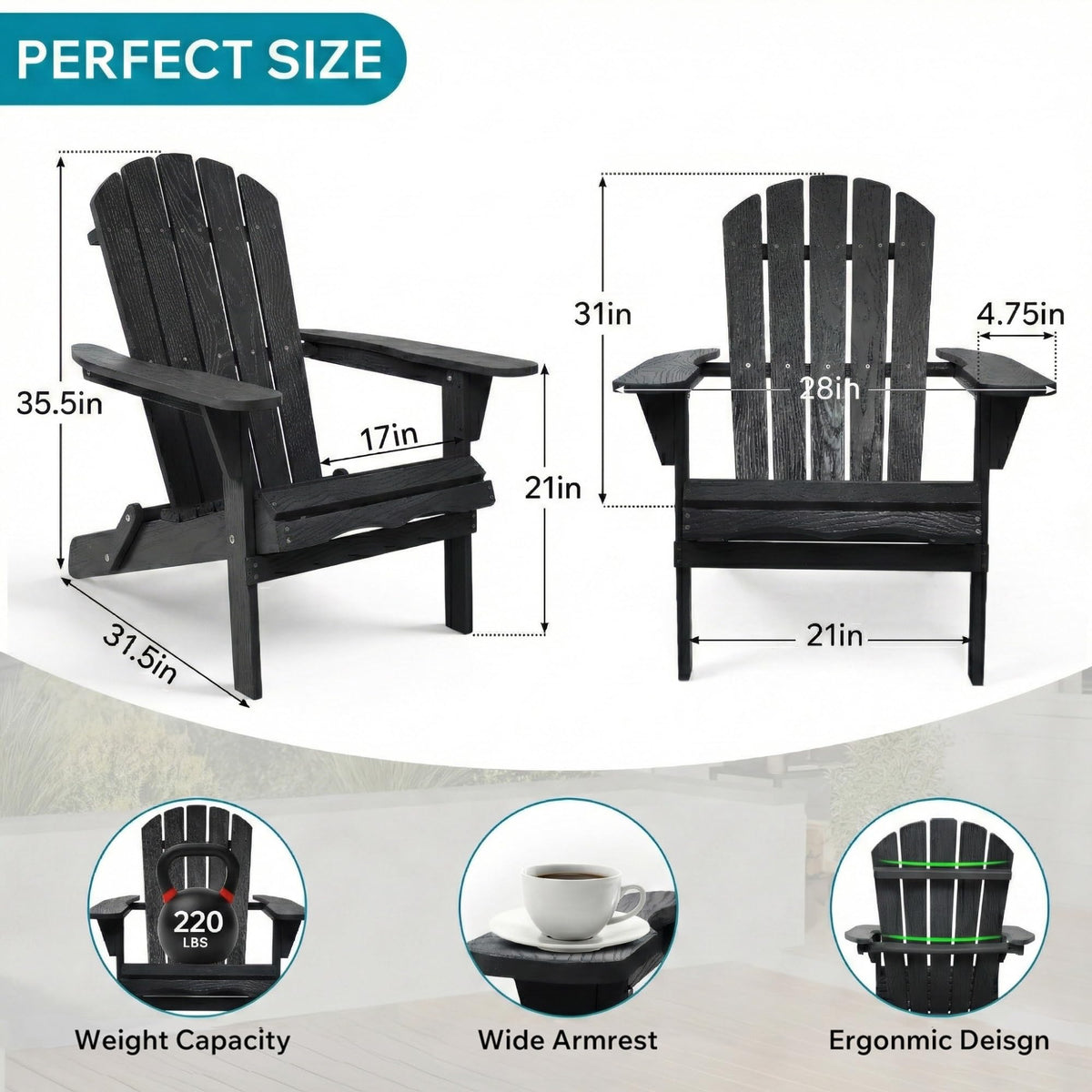 Folding Solid Cedar Wood Adirondack Chair D5762