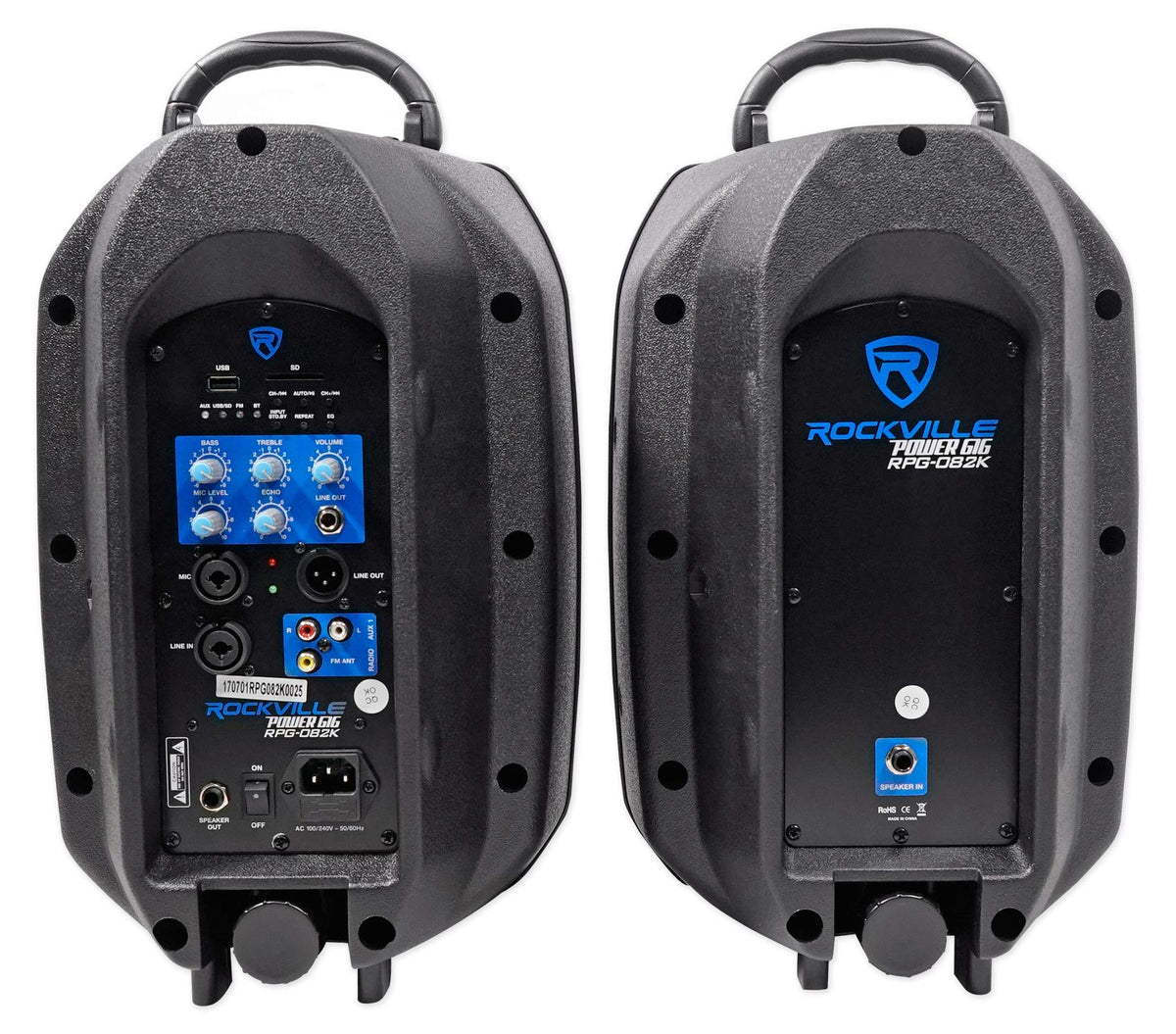 Powered PA Speaker Package with Mic Stands Cables E1079